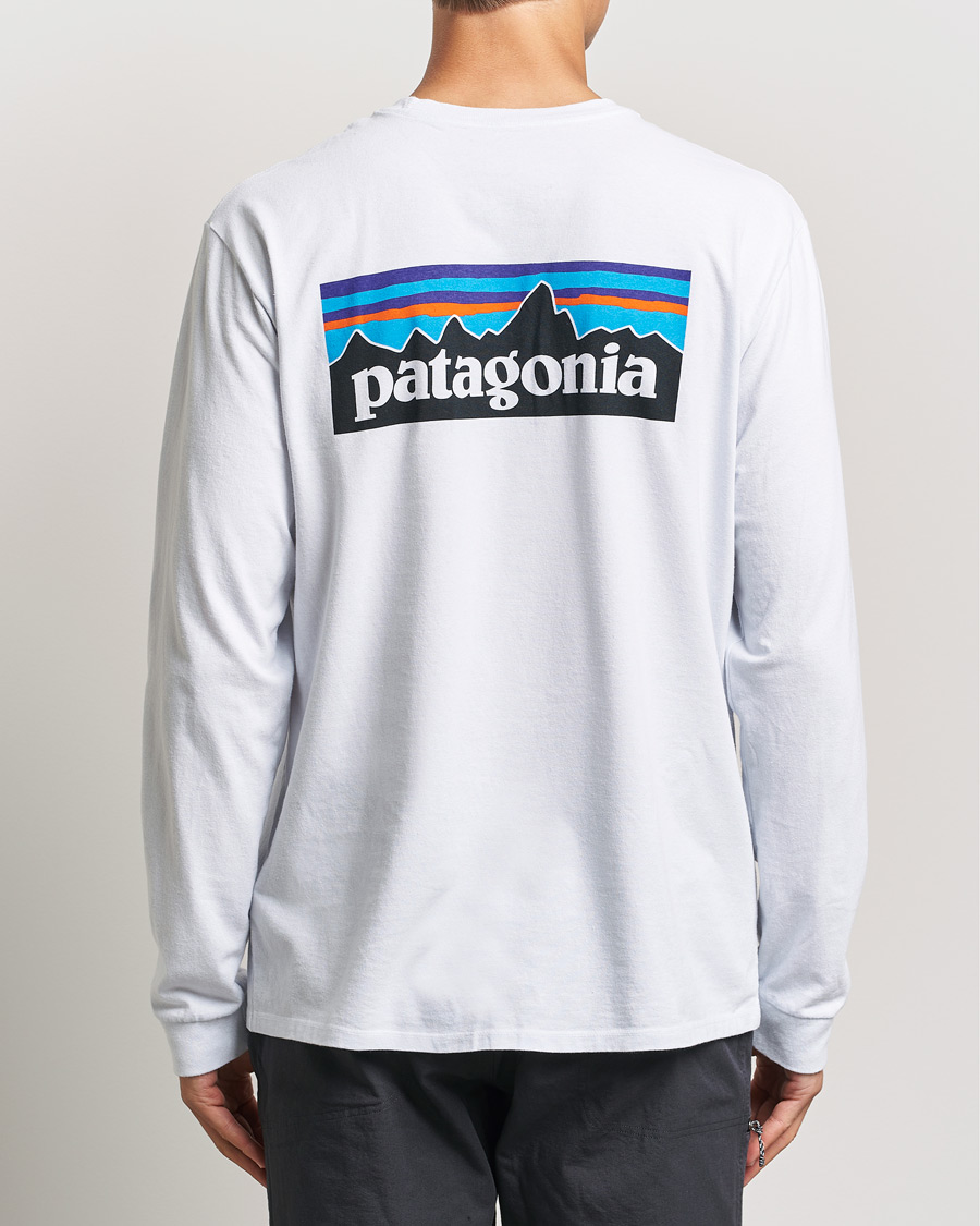 Herre | Langærmede t-shirts | Patagonia | P-6 Logo Responsibiliti T-Shirt White