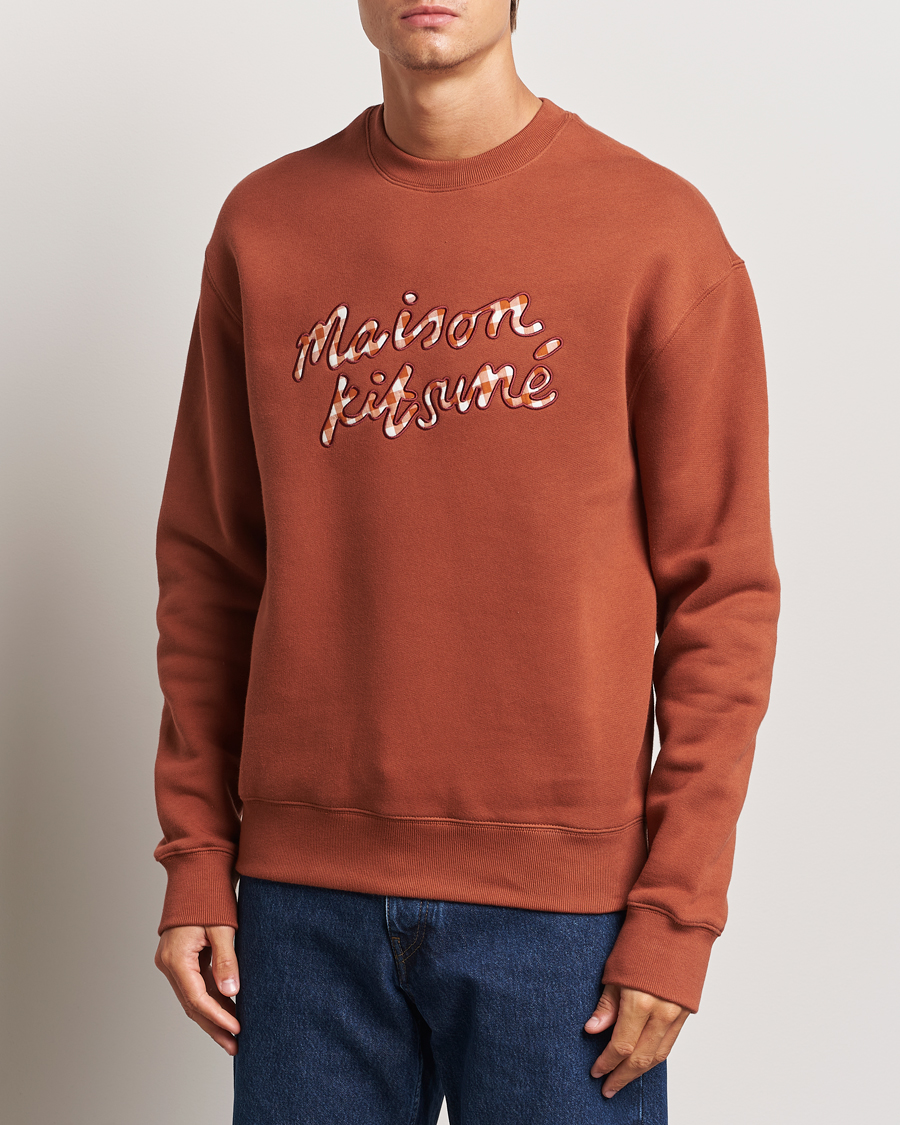 Herre | Maison Kitsuné | Maison Kitsuné | Gingham Handwriting Sweatshirt Pecan