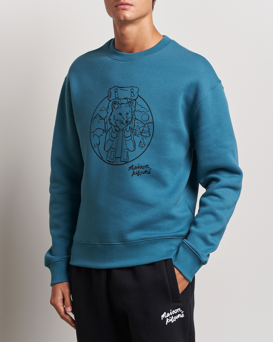 Herre | Maison Kitsuné | Maison Kitsuné | Ramblin Fox Sweatshirt Lake Blue