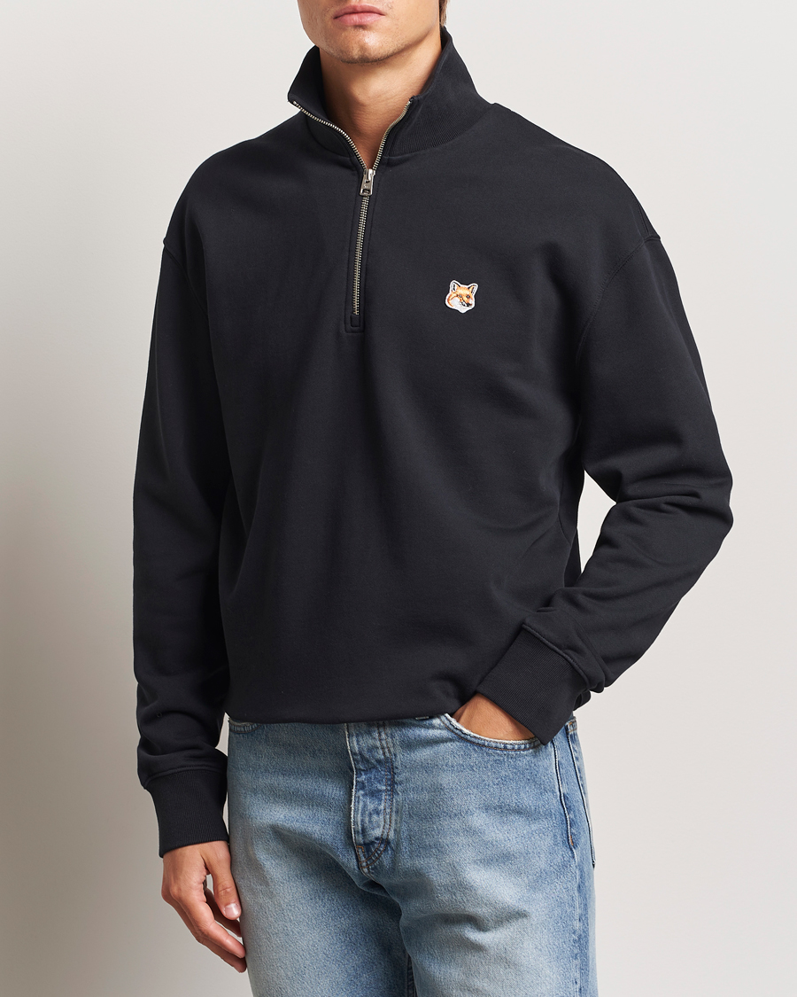 Herre | Maison Kitsuné | Maison Kitsuné | Fox Head Half Zip Sweatshirt Black