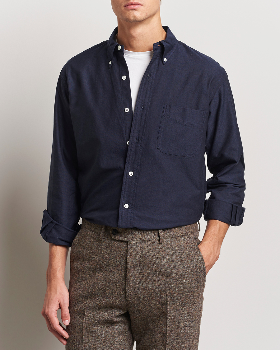 Herre |  | Kamakura Shirts | Vintage Ivy Oxford Button Down Shirt Navy