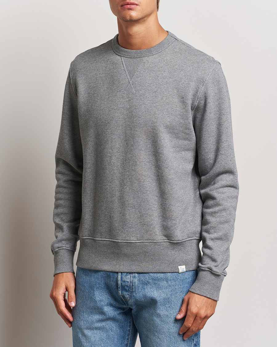 Herre |  | Merz b. Schwanen | Vintage Fleece Crew Neck Sweatshirt Grey Melange