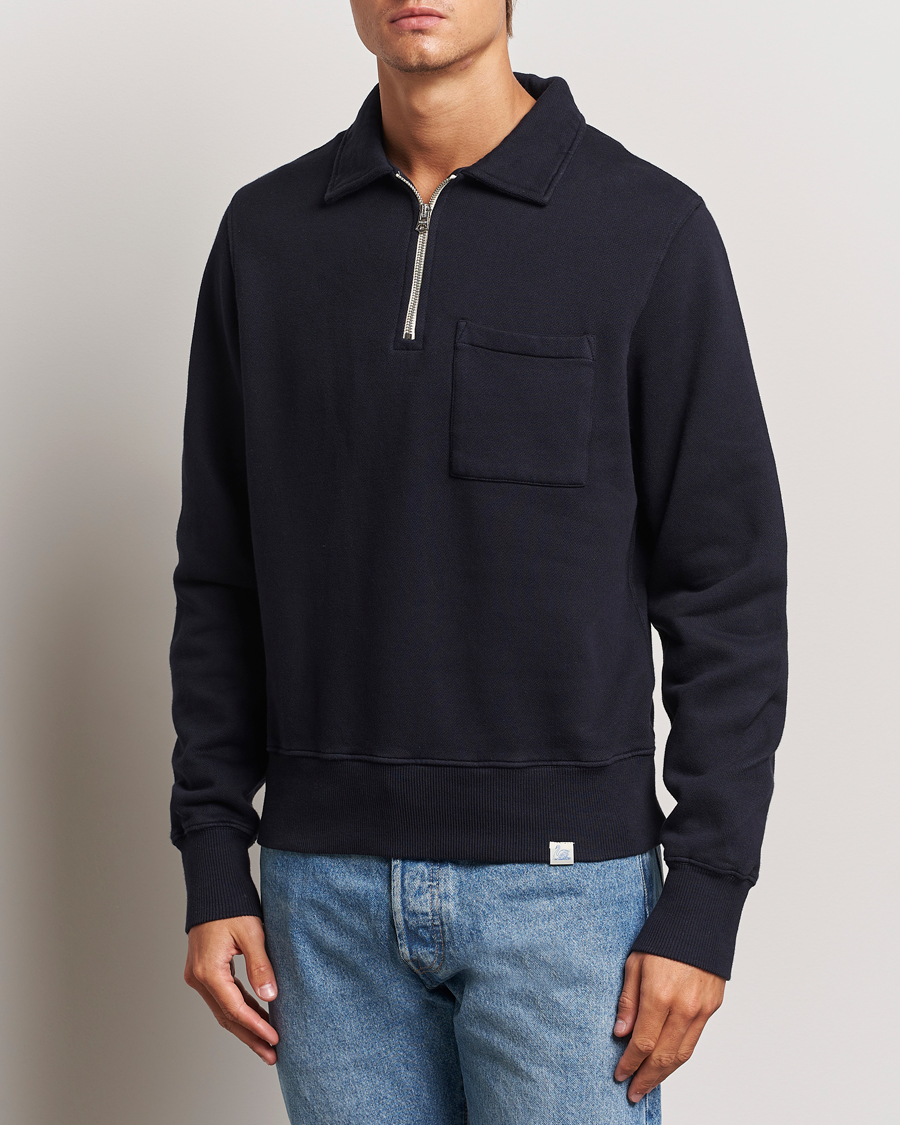 Herre |  | Merz b. Schwanen | Vintage Fleece Half Zip Sweatshirt Dark Navy