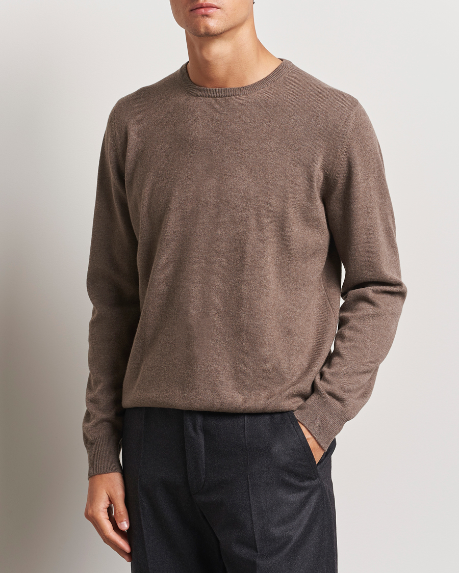 Herre |  | Gran Sasso | Wool/Cashmere Crew Neck Light Brown