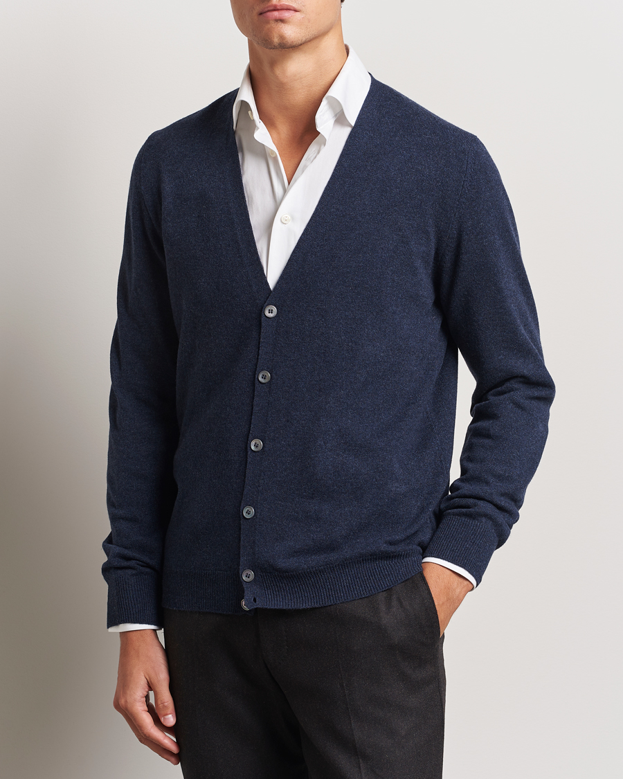 Herre |  | Gran Sasso | Wool/Cashmere Cardigan Navy Melange