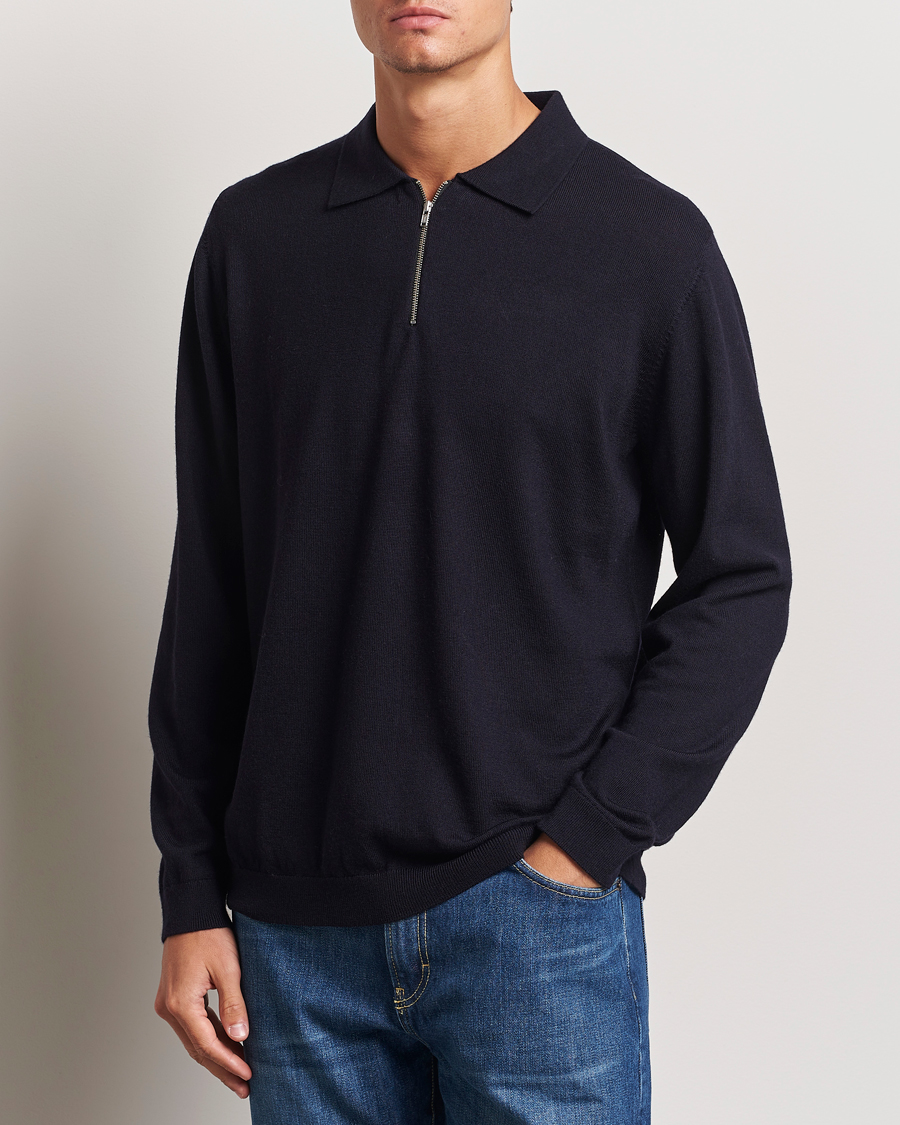 Herre |  | A Day\'s March | Thompson Merino Half-Zip Polo Navy