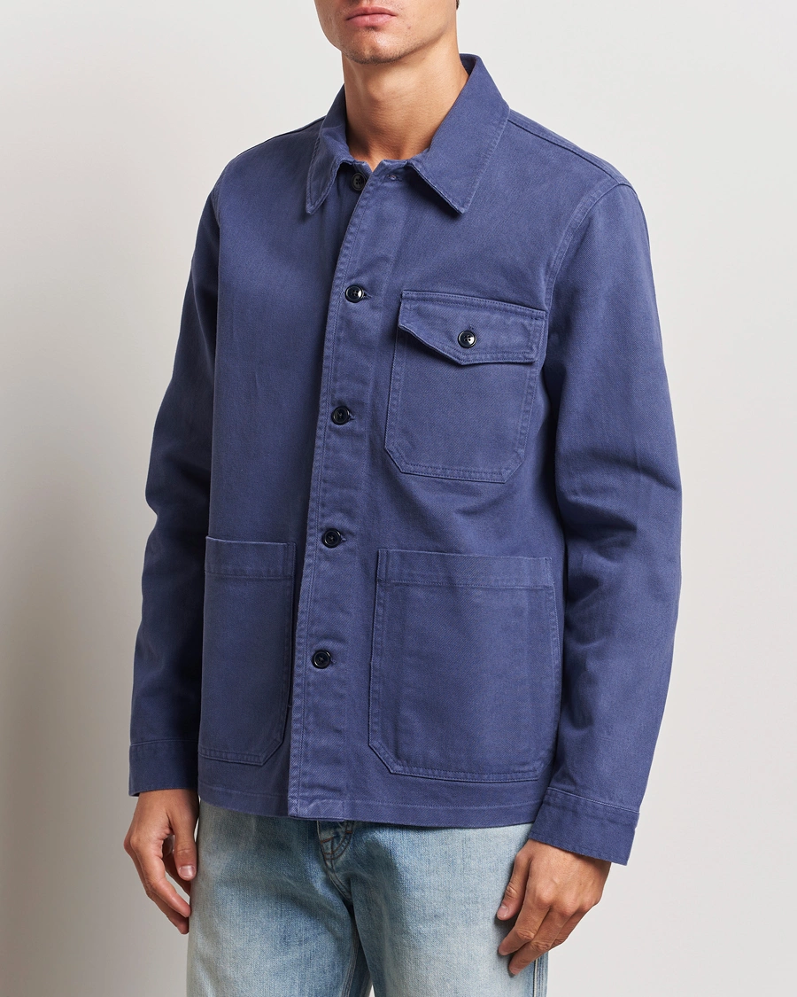 Herre |  | A Day\'s March | Patch Pocket Sturdy Twill Overshirt Brewers Blue