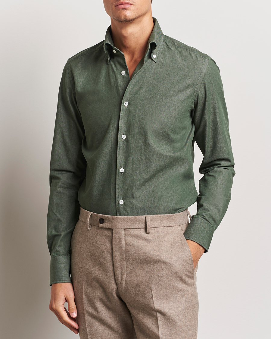 Herre |  | 100Hands | Button Down Denim Shirt Sage Green