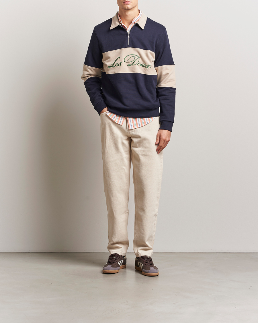 Herre | Trøjer | LES DEUX | Cory Zipper Rugby Sweatshirt Dark Navy/Ivory