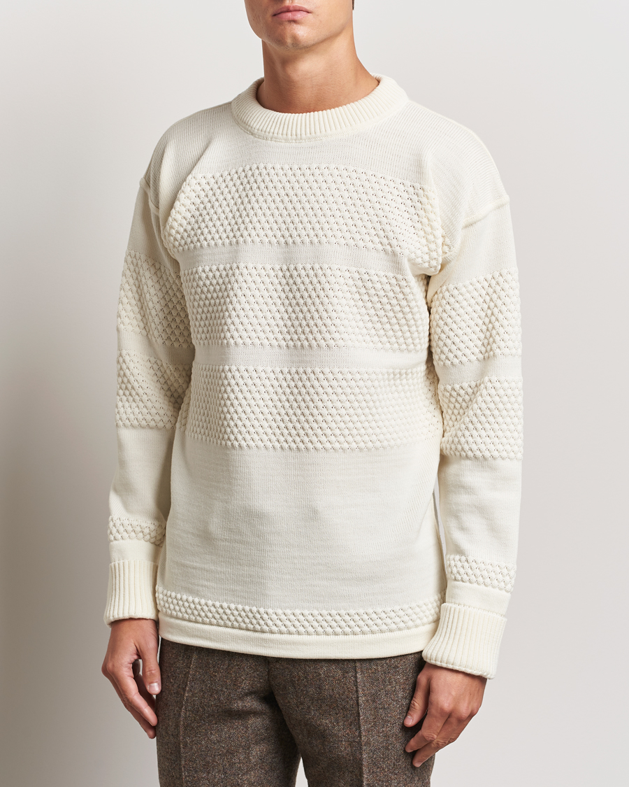 Herre |  | S.N.S. Herning | Fisherman Wool Crew Neck Sweater Natural White