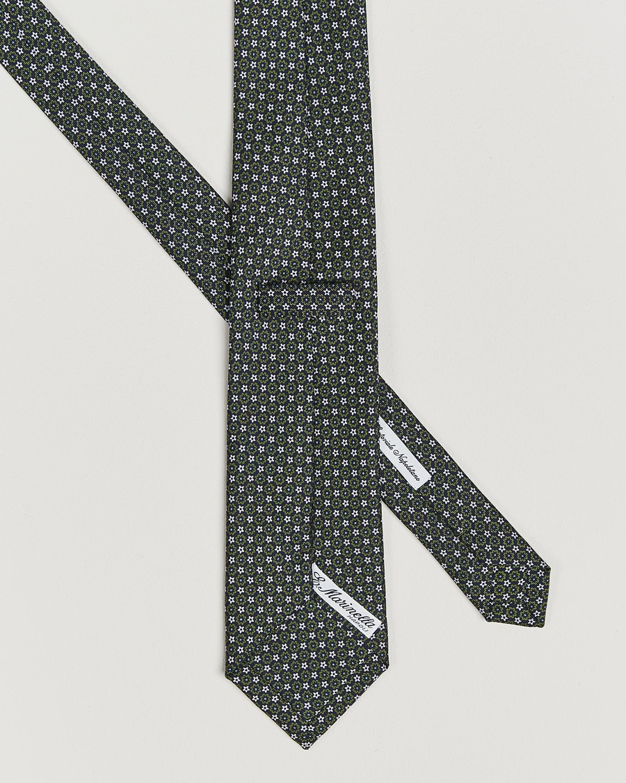 Herre |  | E. Marinella | 3-Fold Printed Silk Tie Navy/Green