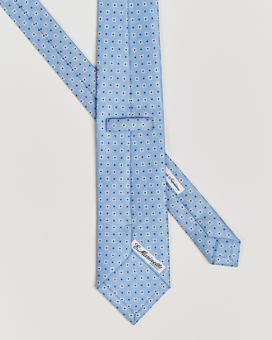 Herre |  | E. Marinella | 3-Fold Printed Silk Tie Light Blue