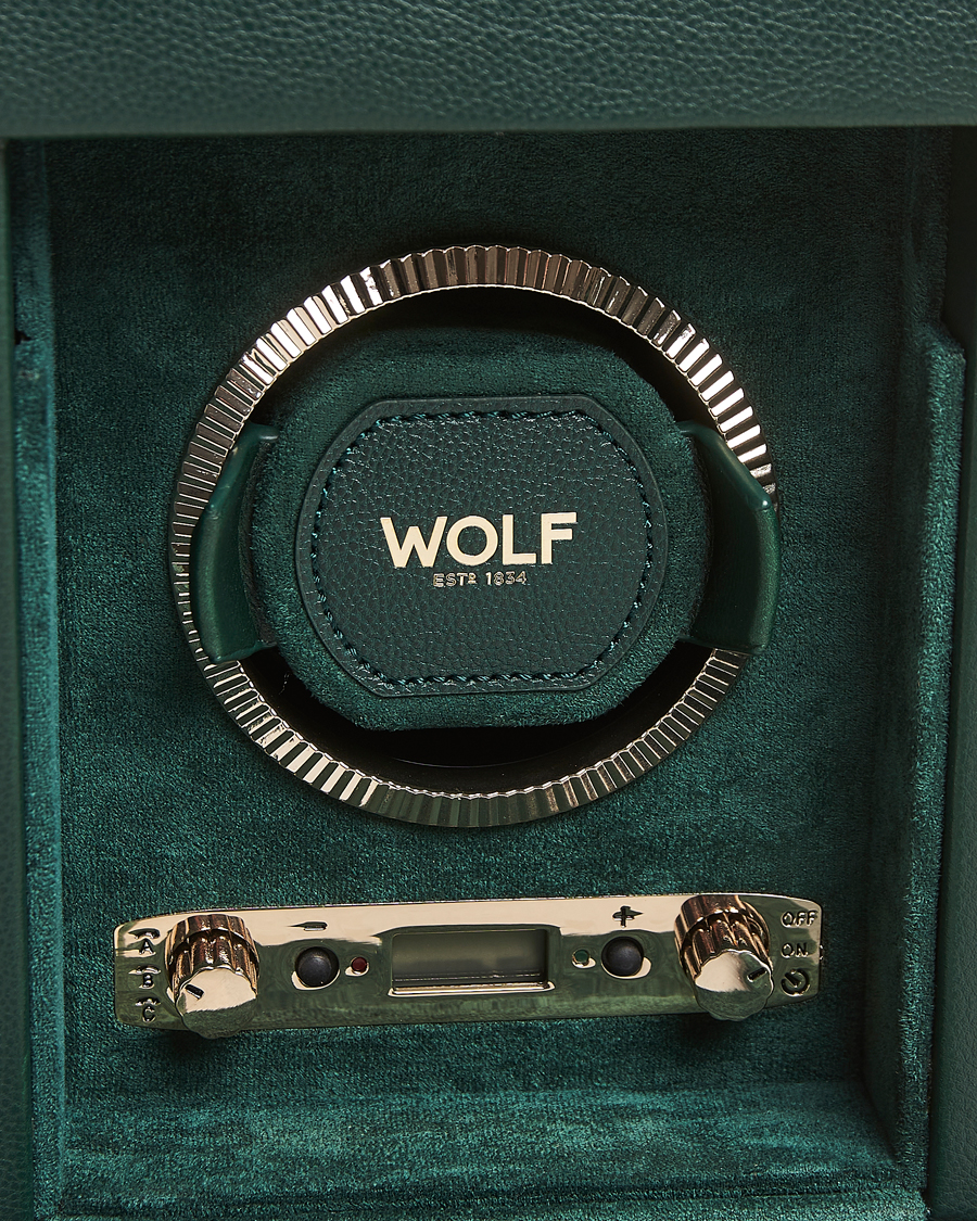 Herre | Ure- & smykkeæsker | WOLF | British Racing Single Watch Winder With Cover Green