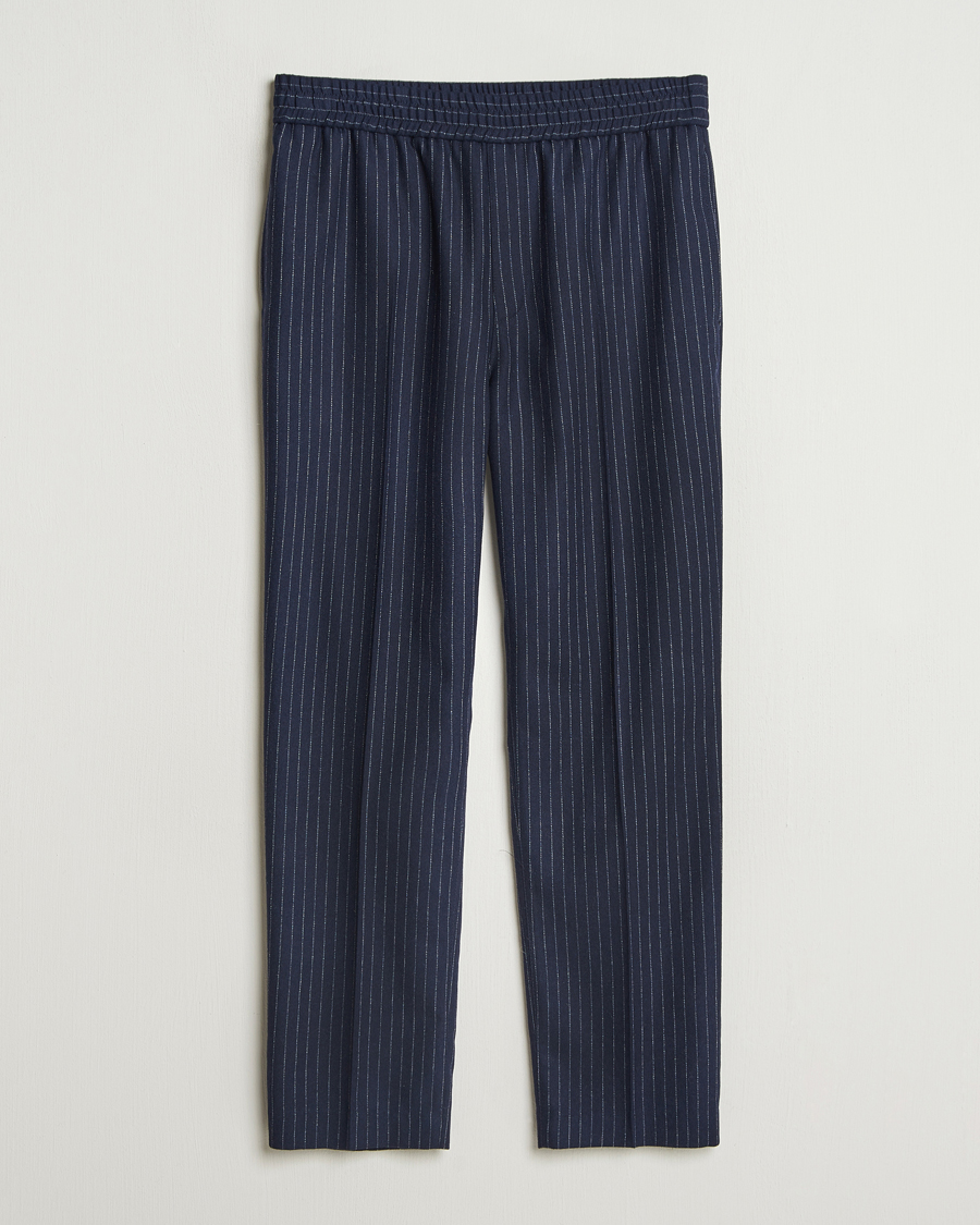 Herre | Nyheder | A.P.C. | Wool Pinstriped Drawstring Trousers Dark Navy