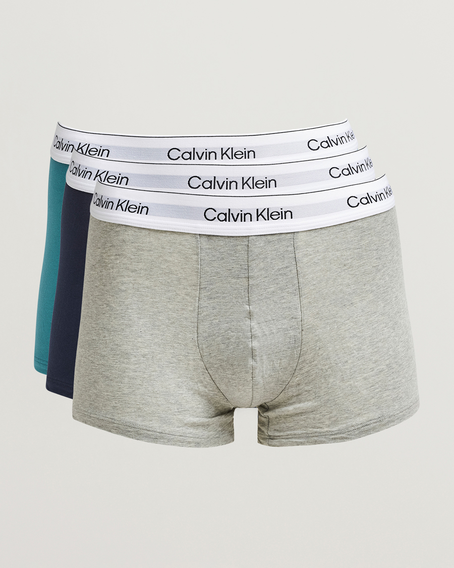 Herre | Undertøj | Calvin Klein | 3-Pack Icon Cotton Stretch Low Rise Trunk Blue/Grey/Green