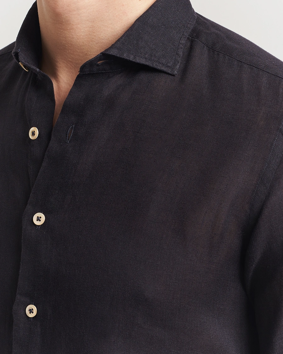 Herre | Skjorter | Grigio | Linen Casual Shirt Black