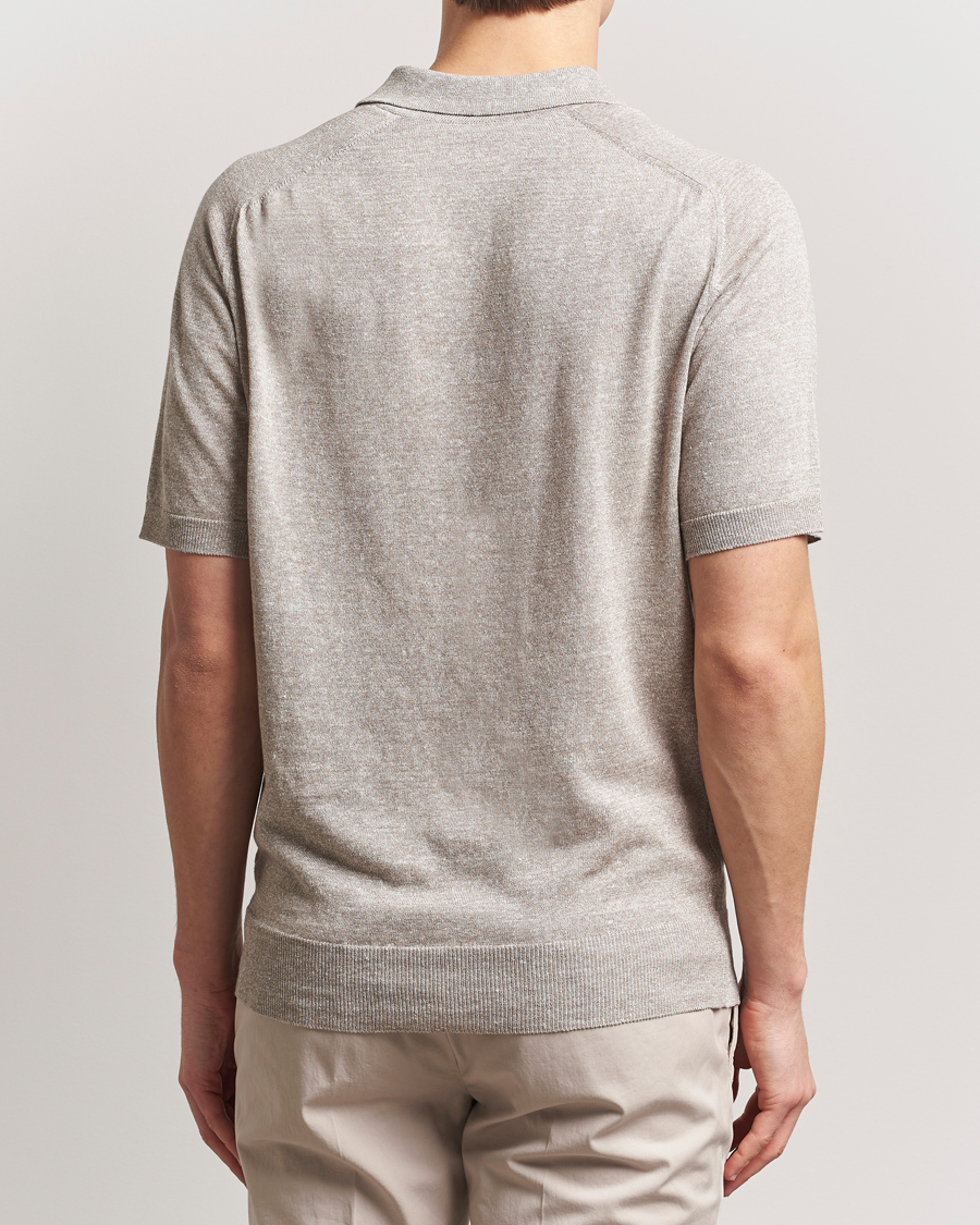 Herre | Polotrøjer | Eton | Cotton/Linen Fine Knitted Polo Beige