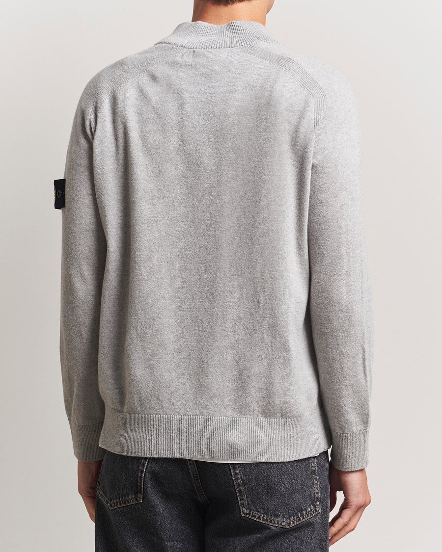 Herre | Trøjer | Stone Island | Knitted Geelong Wool Half Button Zip Melange Grey