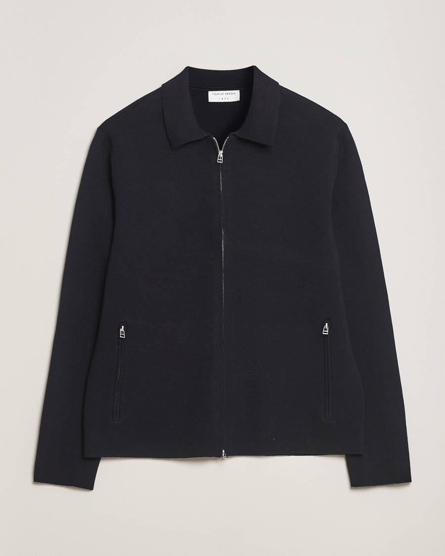 Herre | Trøjer | Tiger of Sweden | Celyn Cotton/Wool Full Zip Light Ink
