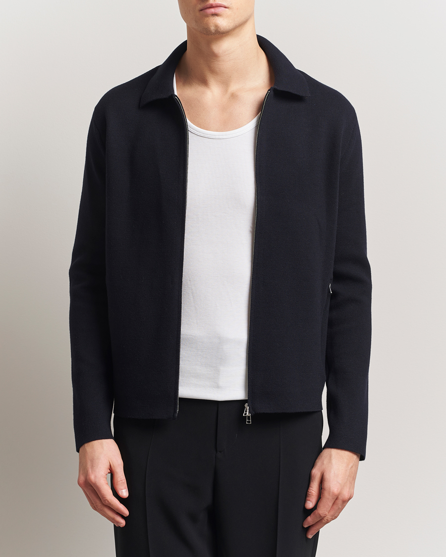 Herre | Trøjer | Tiger of Sweden | Celyn Cotton/Wool Full Zip Light Ink