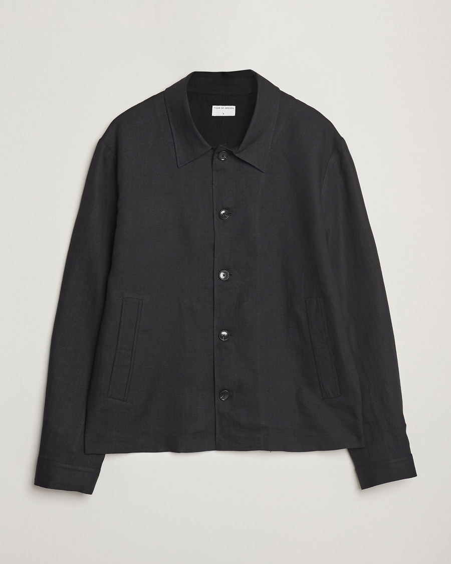 Herre | Skjorter | Tiger of Sweden | Barnaby Linen Overshirt Black