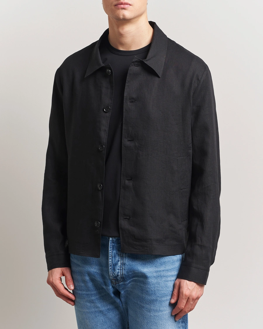 Herre | Skjorter | Tiger of Sweden | Barnaby Linen Overshirt Black