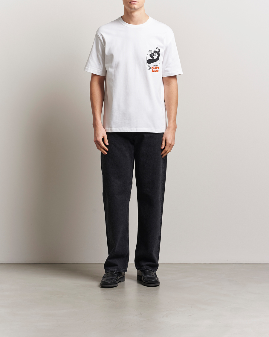 Herre | T-Shirts | Samsøe Samsøe | Heart Printed Crew Neck T-Shirt White