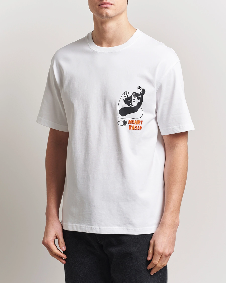 Herre | T-Shirts | Samsøe Samsøe | Heart Printed Crew Neck T-Shirt White