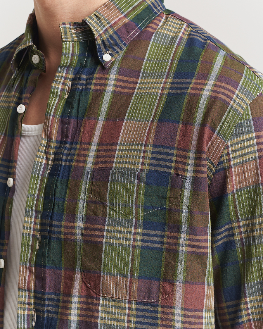 Herre | Skjorter | Gitman Vintage | Button Down Indian Madras Shirt Olive Check