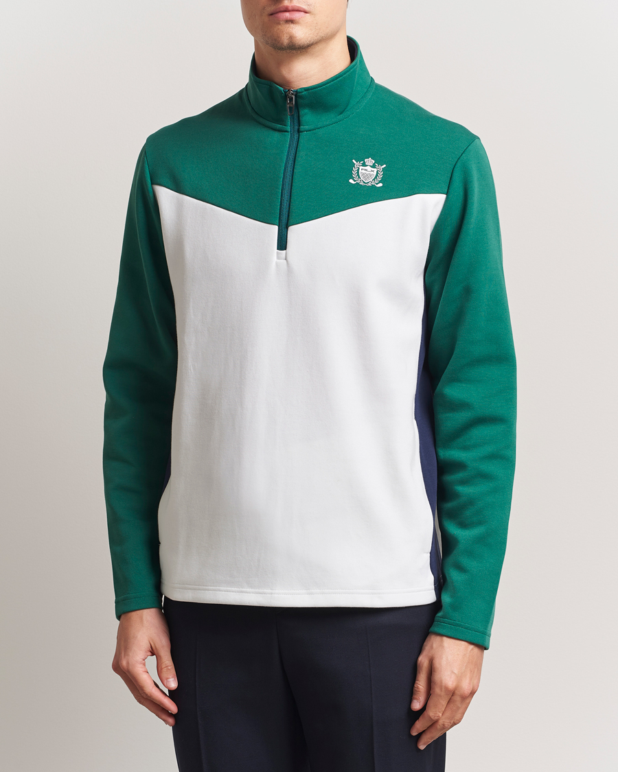 Herre | Trøjer | RLX Ralph Lauren | Double Knit Tech Half Zip Kelly Green/Ceramic White