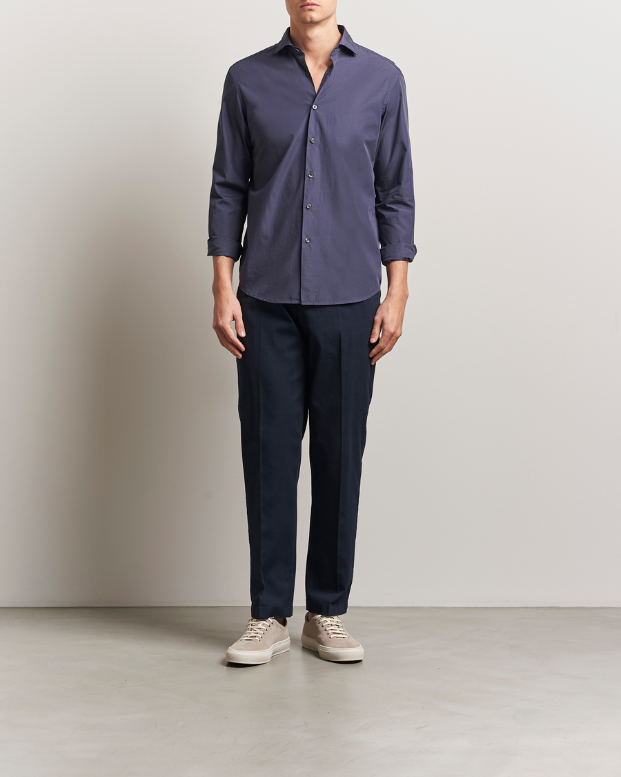 Herre | Skjorter | Altea | Washed Poplin Sport Shirt Dark Blue