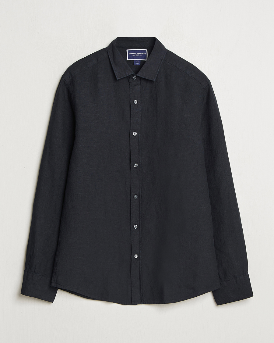 Herre | Skjorter | Charles Tyrwhitt | Pure Linen Slim Fit Shirt Black
