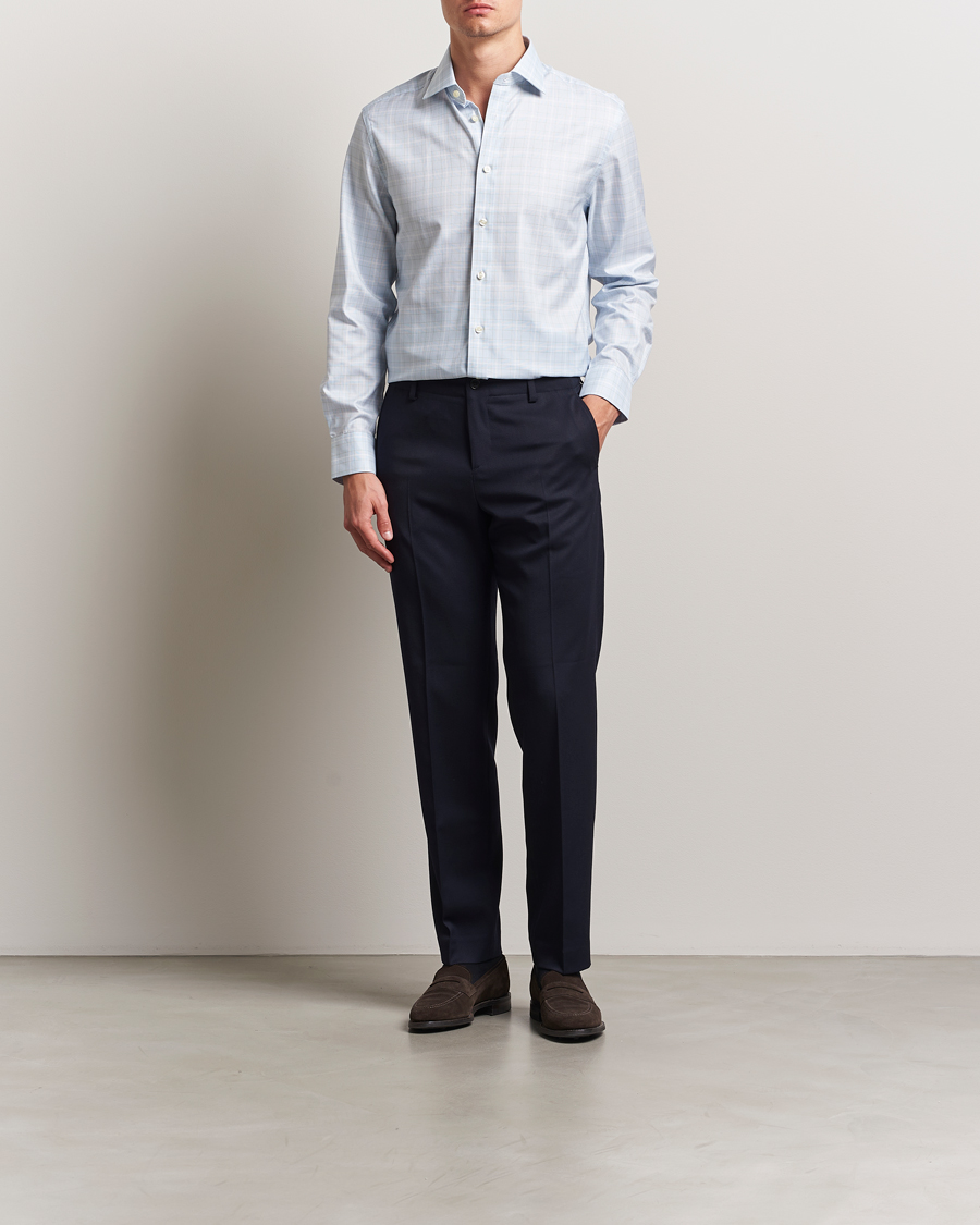 Herre | Skjorter | Charles Tyrwhitt | Egyptian Cotton Pow Check Shirt Green/Blue