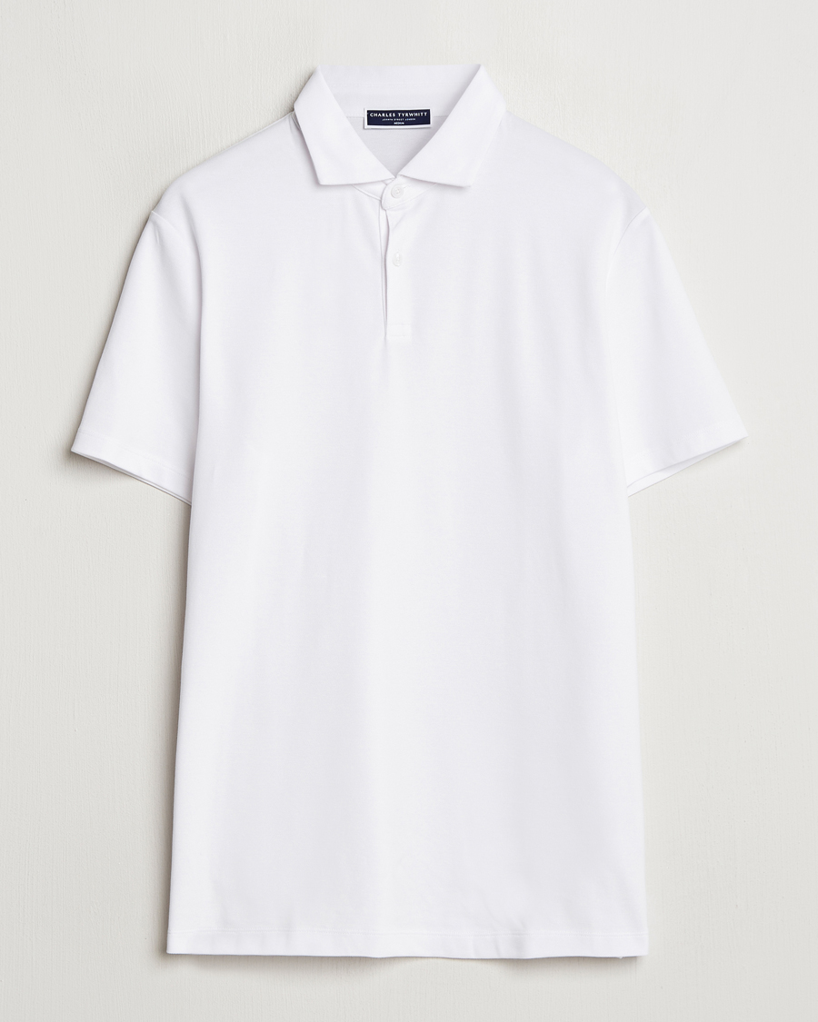 Herre | Polotrøjer | Charles Tyrwhitt | Short Sleeve Cotton Pique Polo White