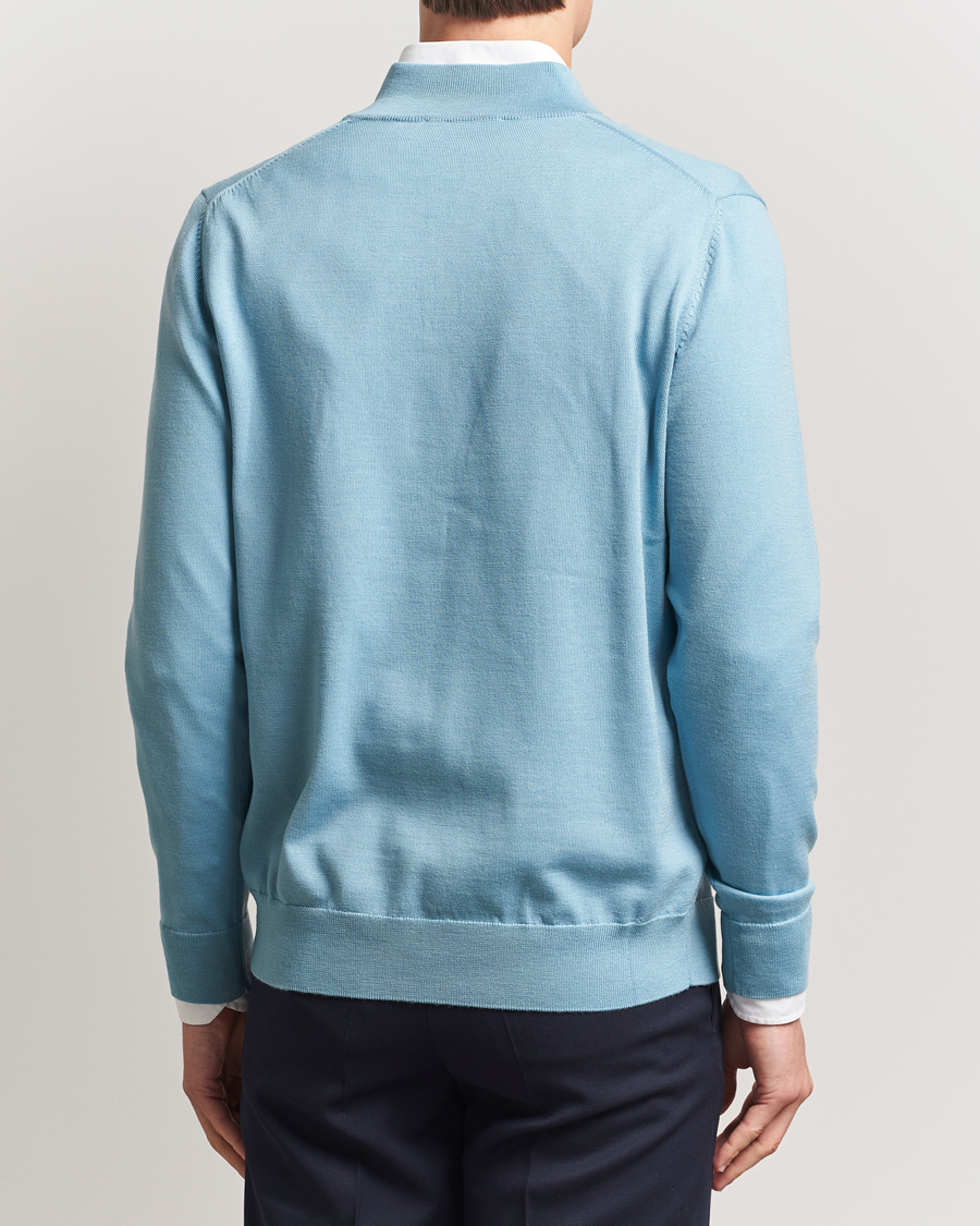 Herre | Trøjer | Charles Tyrwhitt | Pure Merino Zip Neck Jumper Aqua Green