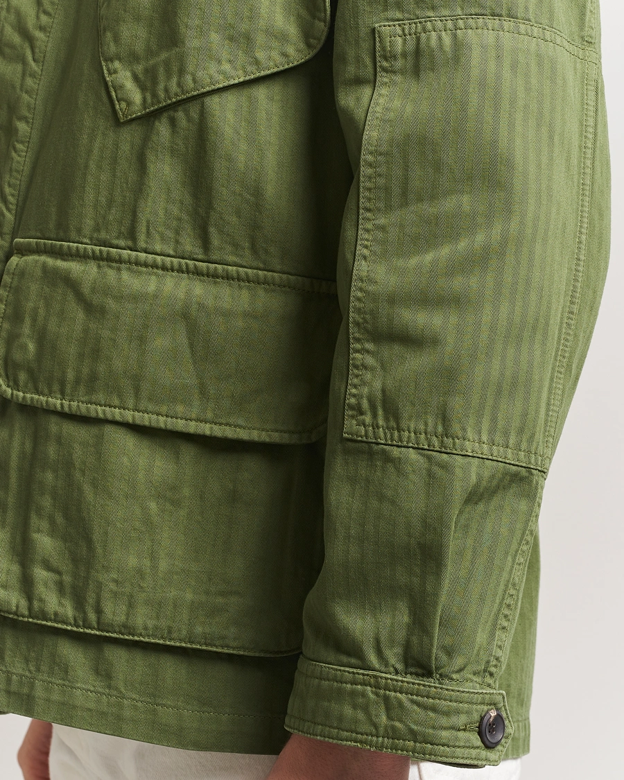 Herre | Jakker | Drake's | Herringbone Jungle Jacket Olive
