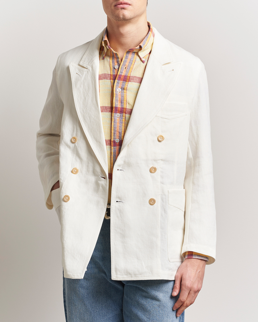 Herre | Blazere & jakker | Drake's | MKIII Linen Games Double Breasted Blazer Ecru