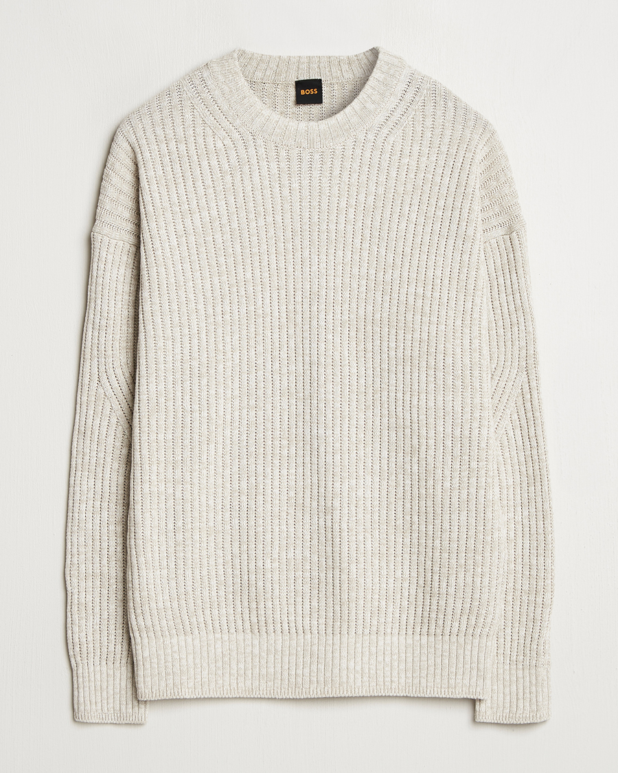 Herre | Trøjer | BOSS ORANGE | Kesca Knitted Sweater Light Beige