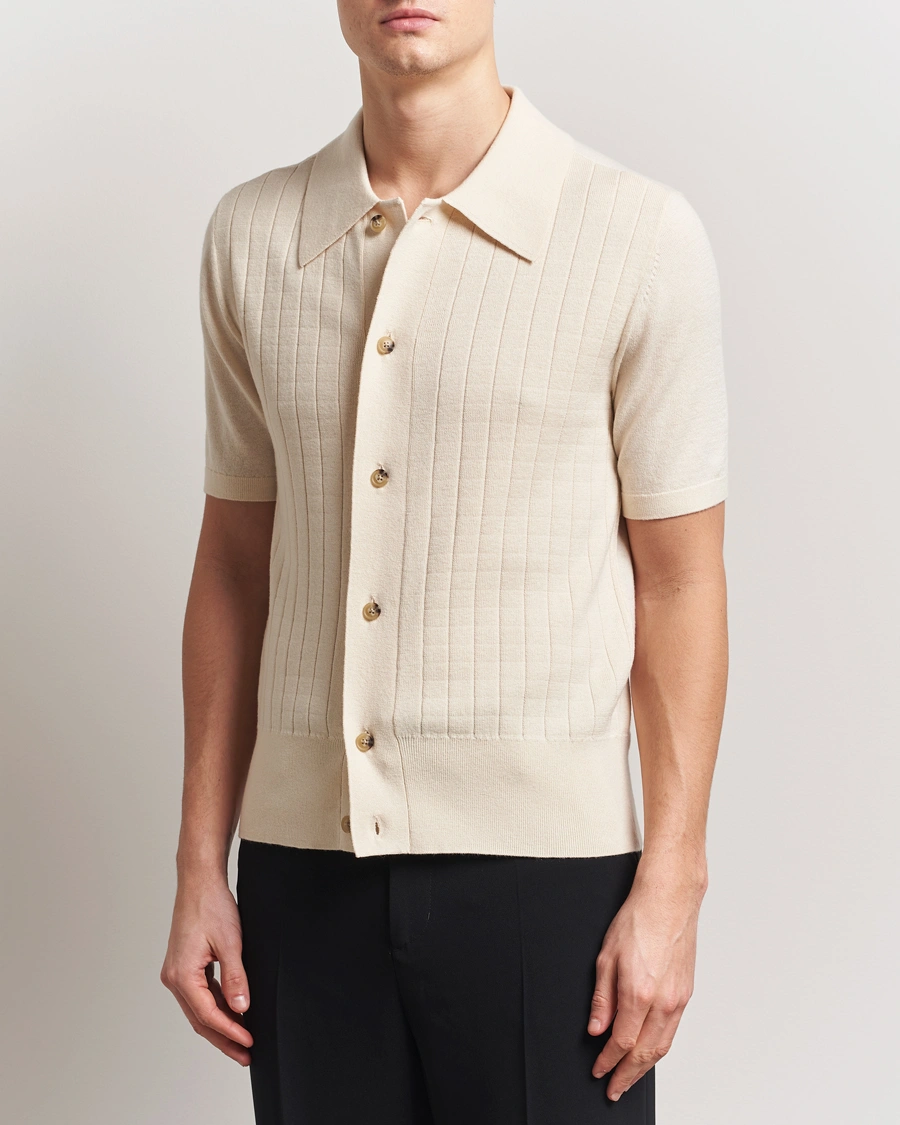 Herre | Skjorter | Tiger of Sweden | Araawen Knitted Short Sleeve Shirt Off White
