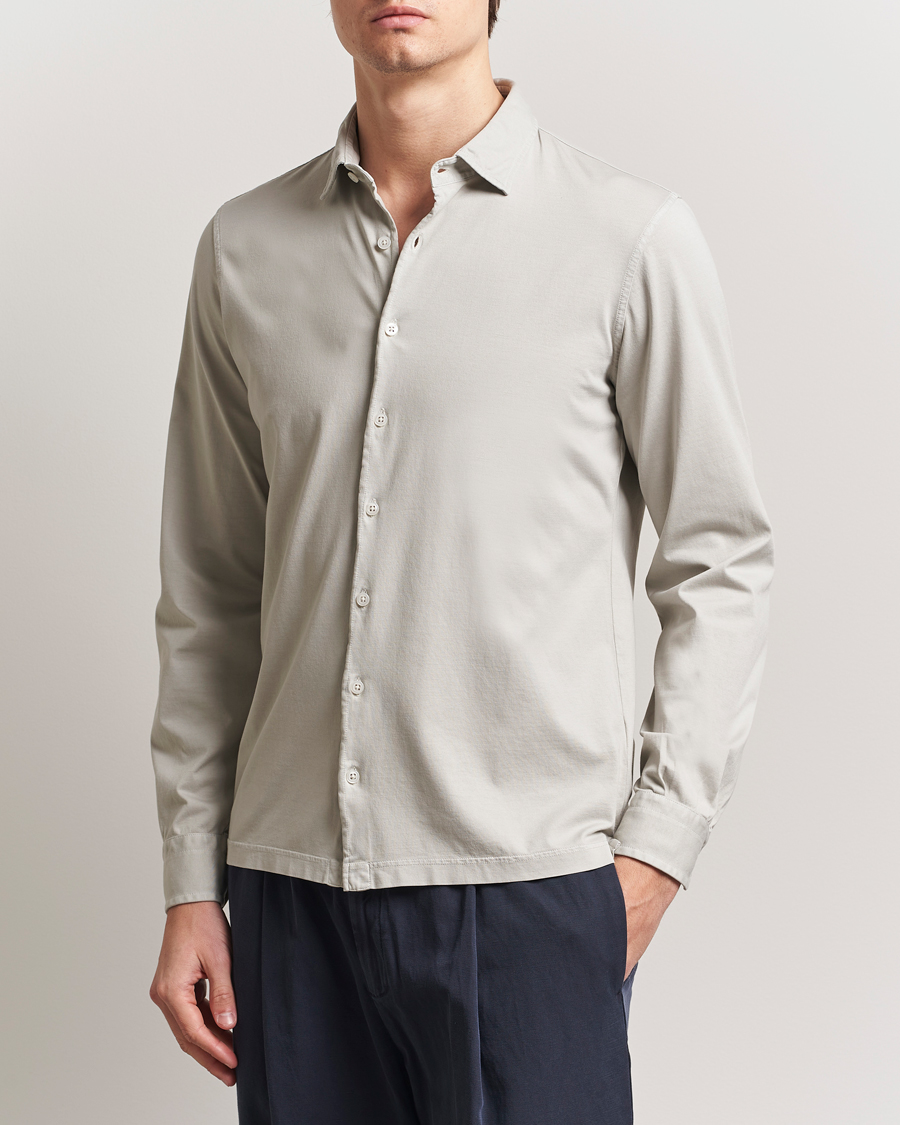 Herre | Skjorter | Gran Sasso | Washed Cotton Jersey Shirt Beige
