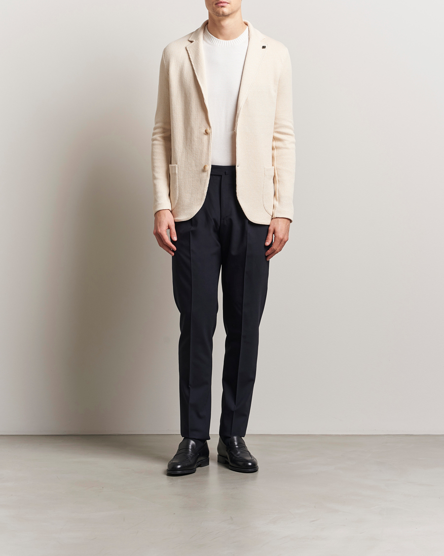 Herre | Blazere & jakker | Gran Sasso | Linen/Cotton Knitted Blazer Cream