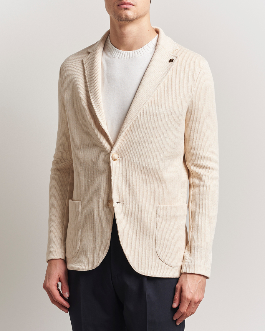 Herre | Blazere & jakker | Gran Sasso | Linen/Cotton Knitted Blazer Cream