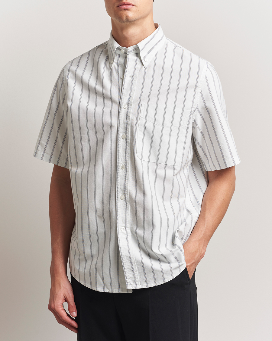 Herre | Skjorter | Filippa K | Striped Oxford Short Sleeve Shirt Pale Blue/Navy