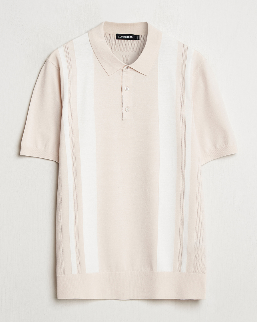 Herre | Polotrøjer | J.Lindeberg | Reymond Stripe Knit Polo Moonbeam