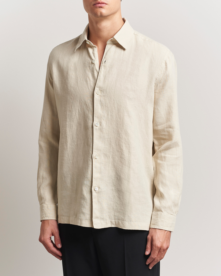 Herre | Skjorter | A Day's March | Clean Cut Linen Shirt Oyster