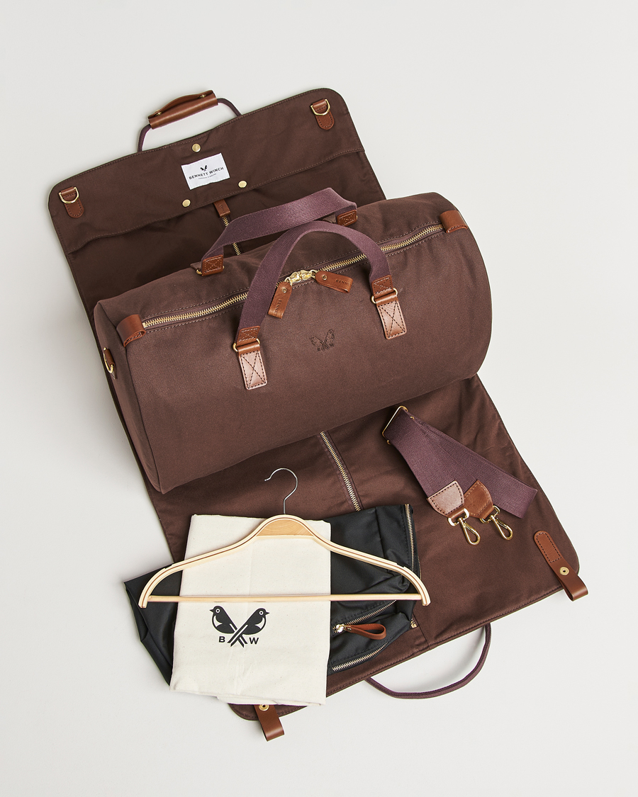Herre | Tasker | Bennett Winch | Canvas Suit Carrier Holdall Chocolate