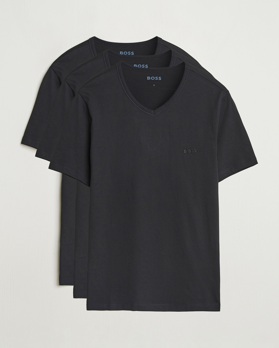 Herre | T-Shirts | BOSS BLACK | 3-Pack V-Neck T-Shirt Black