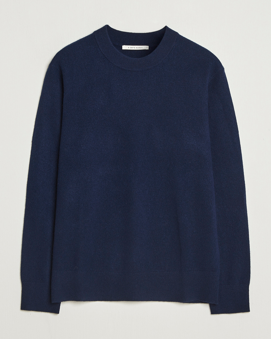 Herre | Trøjer | A Day's March | Marlow Cashmere Blend Sweater Navy
