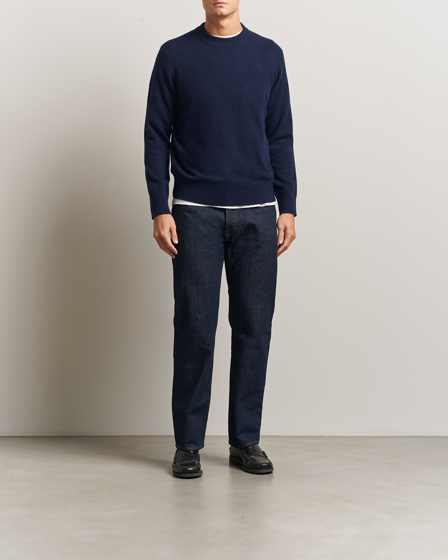 Herre | Trøjer | A Day's March | Marlow Cashmere Blend Sweater Navy