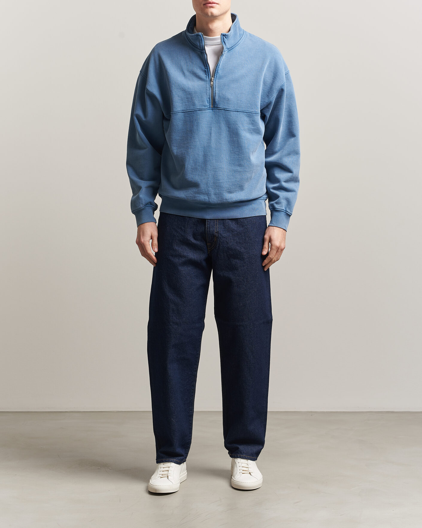 Herre | Trøjer | Colorful Standard | Classic Organic Half-Zip Faded Indigo